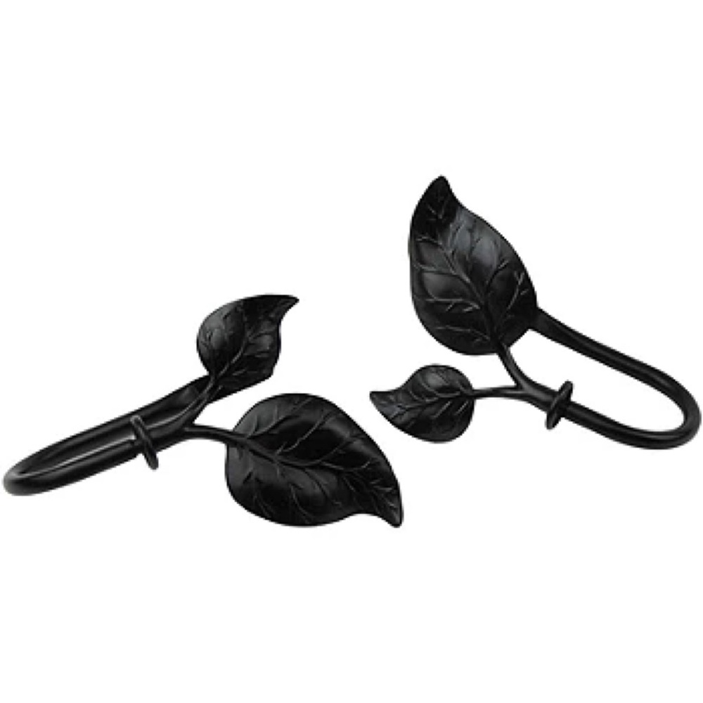 NEW Rod Desyne Ivy 2-PC. Curtain Holdback Black Metal